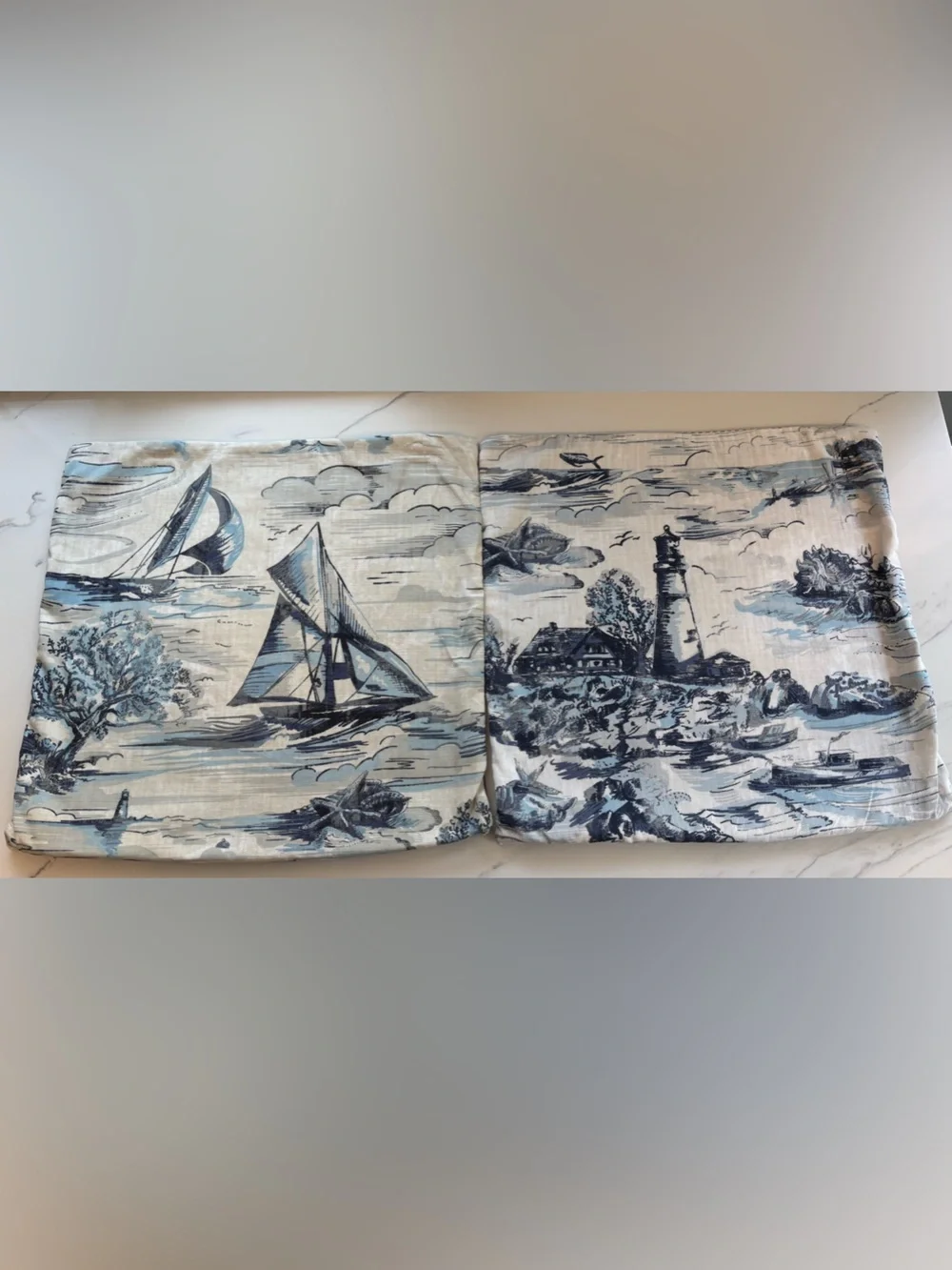 Pair of Cape Cod Pottery Barn Pillow Coveras